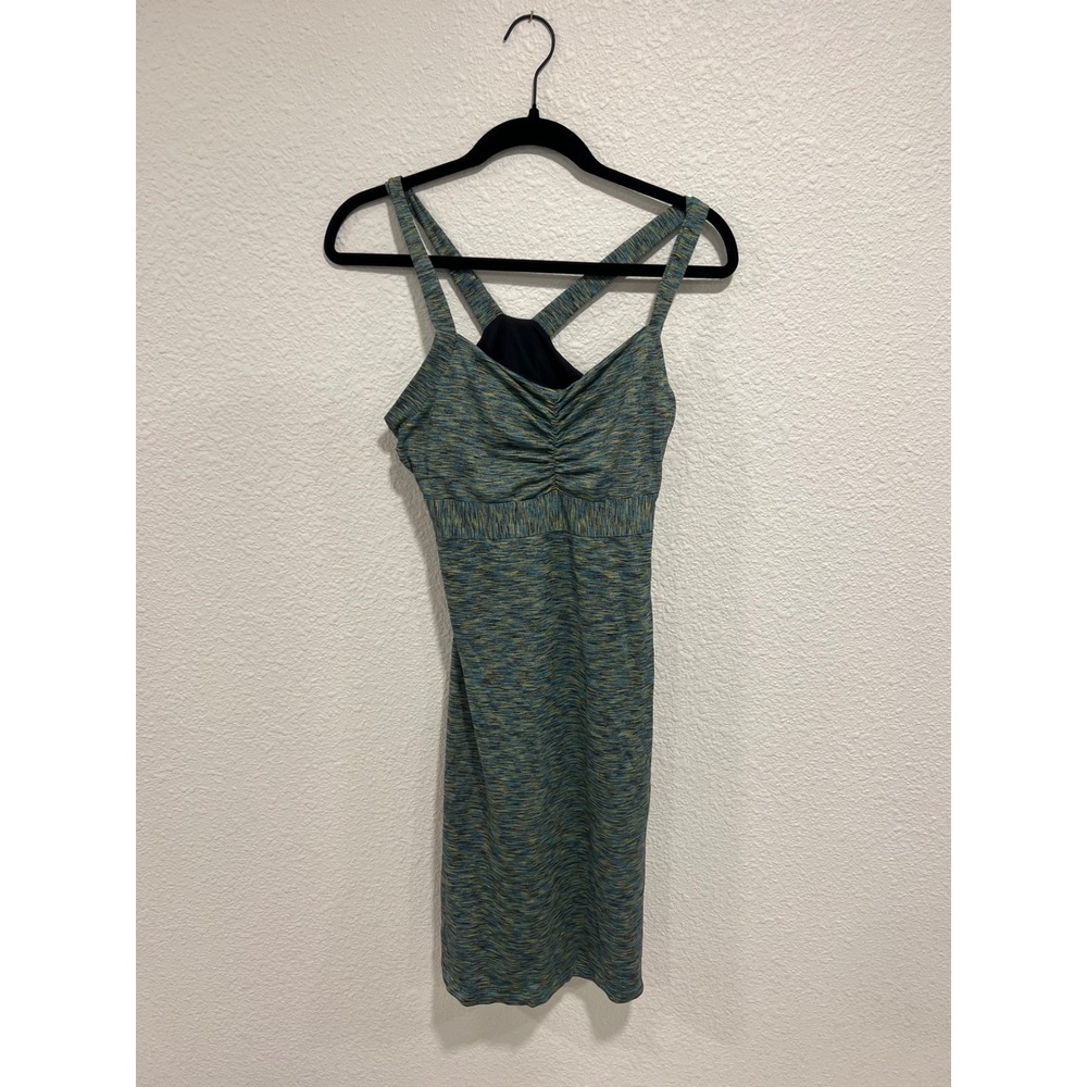 Prana Quinn Dress Womens Small Blue Green Space Dye Athletic Racerback Mini